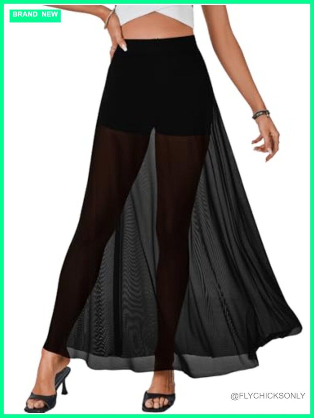 KIFOVEN Women's Sheer Mesh Maxi Skirt with Built-in Shorts High Waisted A-Line